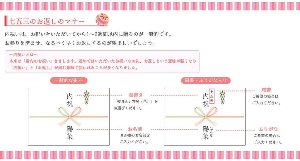 七五三のお返しのマナー